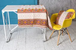 Скатертина Ecotton 150х200 см бавовняна з рогожки бежевый Орнамент 21061-1 (25095) - мініатюра 3