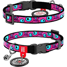 Нашийник для котів Waudog Nylon Око монстра з QR паспортом XS 20-30x1 см