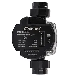 Насос циркуляційний енергоощадний Optima PRIME UPMH 25-40AUTO 130 мм + гайки - мініатюра 2