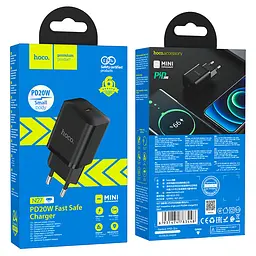 Мережевий зарядний пристрій Hoco N27 Innovative single port PD20W charger чорний - мініатюра 2
