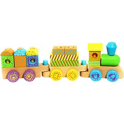 Дерев'яний поїзд Viga Toys Кубики (50572) - мініатюра 2