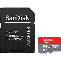 Карта пам'яті microSDXC (UHS-1) SanDisk Ultra 64Gb class 10 A1 (140Mb/s) (adapter) (SDSQUAB-064G-GN6MA) - мініатюра 2