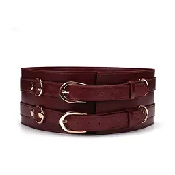 Шкіряний пояс для бондажу Liebe Seele Wine Red Waist Cuff, M Size