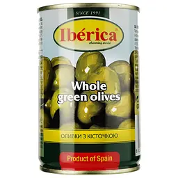 Оливки Iberica зелені з кісточкою 300 г - мініатюра 2