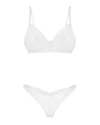 Комплект Obsessive Alissium 2-pcs set, M/L, мереживо, ліф з м’якою чашкою, трусики танга