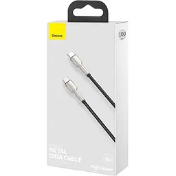 Кабель Baseus Cafule Metal Type-C to Type-C 100W (1m) black (CATJK-C01) - мініатюра 5