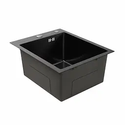 Кухонна мийка Platinum Handmade PVD 40x50 чорна (сифон крулий 3.0/0.8) - мініатюра 3