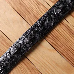 Ремінь чоловічий з натуральної шкіри крокодила чорний CROCODILE LEATHER 18008 120 см - мініатюра 10