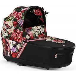 Коляска Cybex Priam 4.0 шасі Matt Black + люлька Spring Blossom Dark - мініатюра 3