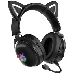 Бездротові навушники Onikuma B100 Bluetooth Gaming LED з кото вушками чорні - мініатюра 2