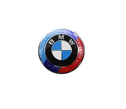 Емблема керма Bmw 45мм синьо-біла з кольоровим обідком+напис "I KNOW THAT MY FUTURE.." OEM 51148132375