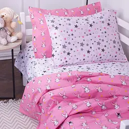 Простирадло MirSon Kids Time Бязь, 17--0528, Bunnies pink - мініатюра 3
