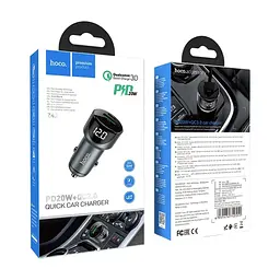 Зарядний пристрій HOCO 1xUSB-C PD20W + 1xUSB QC3.0 car adapter Z42 gray (6931474742551) - мініатюра 4
