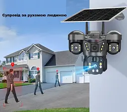 Вулична 4G камера VTS29-G 15Мп  з 3 лінзами  сонячна панель зарядки акумулятор 8000мАг  PIR сенсор руху - мініатюра 4