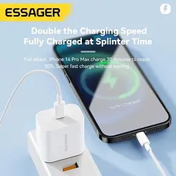 Зарядний пристрій Essager USB-C PD20W + cable USB-C to Lightning white (EFJB02-XBL02-T) - мініатюра 5