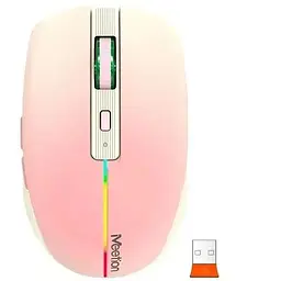 Комп'ютерна миша Mееtion BTM002 2.4G Bluetooth 1600 DPI 6 кнопок RGB підсвічування бездротова безшумна рожева
