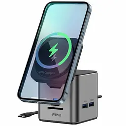 БЗП Wi-W025 Cube 9in1 USB-C + HUB Gray Wiwu teh0029894