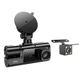 Відеореєстратор HOCO DI60 World three-screen simultaneous display driving recorder (wifi version) |720p front/480p rear/480p