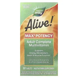 Мультивітаміни підвищеної ефективності Nature's Way Alive! Max3 Potency Multivitamin No Added Iron 90 таблеток - мініатюра 2