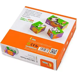 Дерев'яні кубики-пазл Viga Toys Звірята (50836) - мініатюра 4