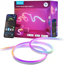 Стрічка світлодіодна розумна H61D3 Neon Rope Light 2 5м RGBIC WI-FI/Bluetooth білий Govee osv0002207