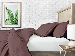 Комплект постільної білизни Cosas євро з простирадлом на резинці MOUSSE CS11 200 x 220 см (Ranfors_Chocolate_El160-White_200) - мініатюра 3