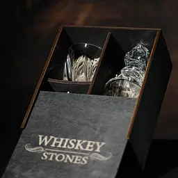 Подарунковий набір віскі Whiskey Stones №12 у дерев'яному пеналі - графин + склянки Bohemia Quadro - мініатюра 5