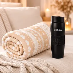 Теплий набір LoveYouHome: флісовий плед 150×200 см + термокухоль BOLLIRE 0,36 л Love You - мініатюра 2