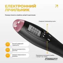 Скакалка для схуднення EasyFit TwinRope 2,8 м чорний-рожевий - мініатюра 5