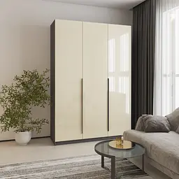 Шафа 3-дверна MebelStar Оскар Gloss BL-B, комплект полиць 150x52x220 см Антрацит/Альмонд (MBS-5235)