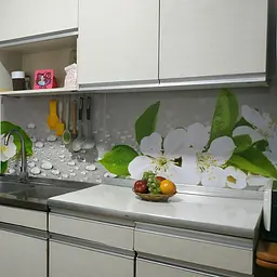 Вініловий кухонний фартух Happy Pocket Квіти яблуні Краплі води наклейка для кухні ПВХ Текстури Сірий Z181861 - мініатюра 9