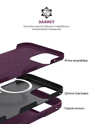 Силиконовый чехол с MagSafe для Apple iPhone 16 Pro, ICON2 MagCase, бордовый, противоударный, панель с мягкой подкладкой, защита всего корпуса, поддержка беспроводной зарядки, совместим с защитными стеклами и пленками, ArmorStandart (ARM81317) - мініатюра 6