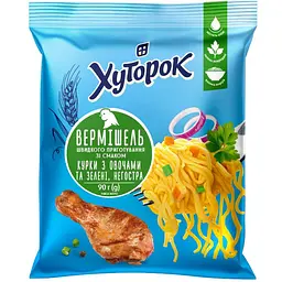 Вермішель швидкого приготування Хуторок зі смаком курки з овочами негостра 90 г