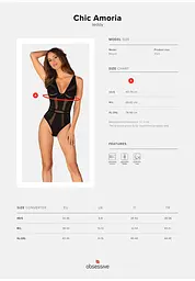 Боді Obsessive Chic Amoria XS/S чорний - мініатюра 7