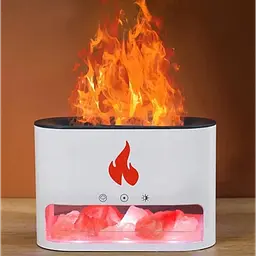 Лампа зволожувач повітря Docsal Flame 3в1 з ультразвуковим зволоженням і соляним камінням Білий - мініатюра 7