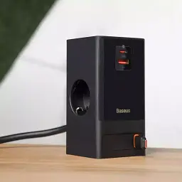 МЗП Baseus Power Combo Digital Power Strip 2AC+USB+Type-C+Retractable-C 65W with 1.5m Power Cord PSLR000301 Black - мініатюра 5