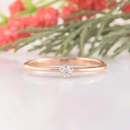 Каблучка з червоного золота з діамантом 18 K-0169