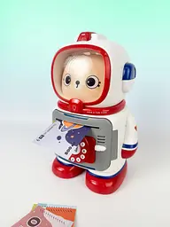 Скарбничка сейф дитячий, банка для грошей «Космонавт» MK 5061 з кодовим замком, світлом і звуком (біло-червоний) - мініатюра 2