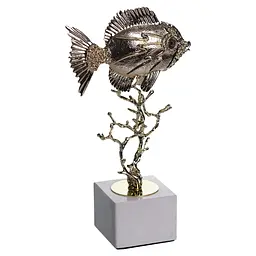 Декоративна фігурка Yiwu Gold Fish 16x8x30 см металева статуетка золотої рибки колекційна для дому декор на камін HP-7-18