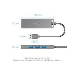 Концентратор Vention USB 3.0 to 4xUSB 3.0 Hub With Power Supply 0.15m black (CHLBB) - мініатюра 12