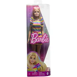 Лялька Barbie Модниця з брекетами у смугастій сукні, 30 см (HPF73) - мініатюра 5