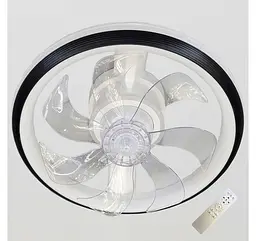 Стельова LED-люстра-вентилятор Artlight FS309BK, біла з чорною окантовкою, 76 Вт, від 10-18 м² - мініатюра 2