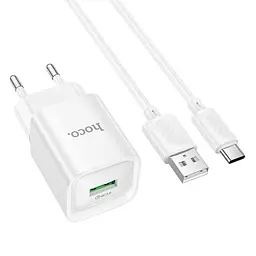МЗП Hoco C145A Charm QC3.0 18W (1USB-A) + кабель USB to Type-C White - мініатюра 2