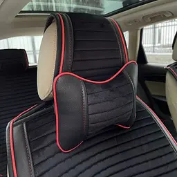 Подушка на підголовник під шию Napoli Premium Чорні червоний кант 1 шт - мініатюра 6