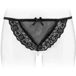 Трусики-стрінги Fashion Secret Katia з перлинною ниткою Black