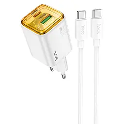 МЗП Hoco N53 Monsoon PD30W+QC3.0 (1USB-A/1C) + Type-C to Type-C White