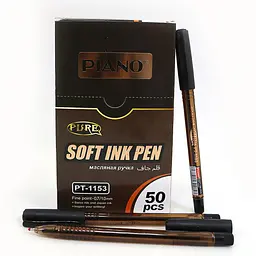 Ручка масляна Piano Pure, чорна, 50 шт., 1153PT-BK