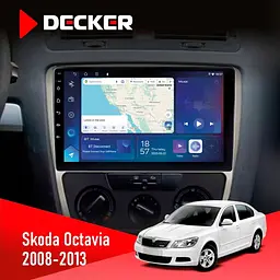 Штатна магнітола Skoda Octavia A5 2008-2013 Silver Decker D10-007 4x64, DSP, 360, 4G Decker (НФ-00006353)