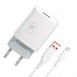 Мережевий зарядний пристрій SkyDolphin SC06T (1USBx2.4A) White + кабель USB Type-C (SDMZP-000179) - мініатюра 2