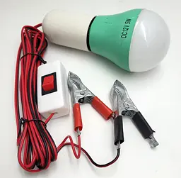 Світлодіодна LED-лампа 12 V 5 W лампочка знімна з патроном E27 кемпінгова на дроті із затискачами (крокодилами) та вимикачем UKC - мініатюра 3